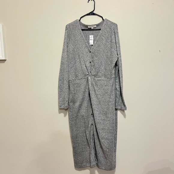 LOFT Knotted Button Midi Dress - Picture 2 of 7